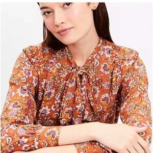 LOFT Floral Bow Blouse XL